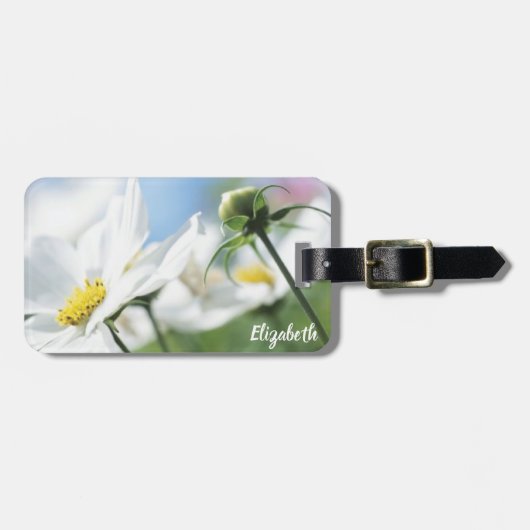 Wünsche mit White Daisies Personalisiert Gepäckanhänger (Vorderseite horizontal)