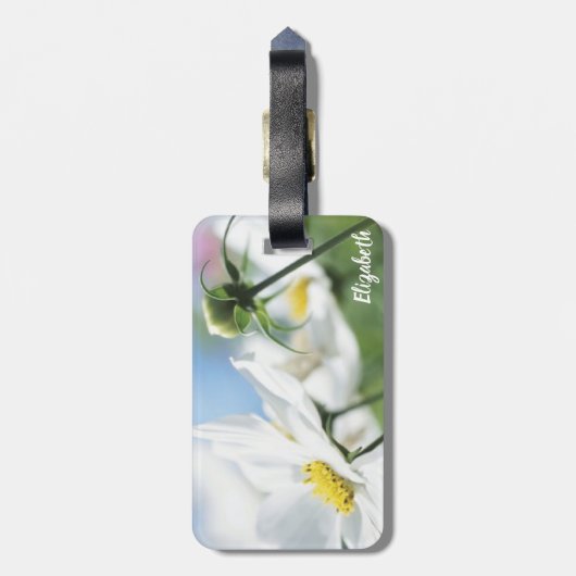 Wünsche mit White Daisies Personalisiert Gepäckanhänger (Rückseite vertikal)