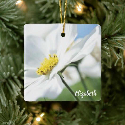 Wünsche mit White Daisies Personalisiert Keramikornament (Baum)