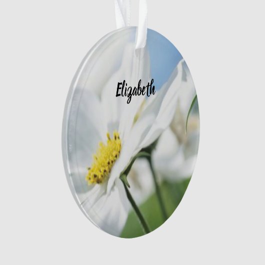 Wünsche mit White Daisies Personalisiert Ornament (Vorderseite)