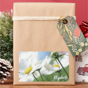 Wünsche mit White Daisies Personalisiert Rechteckiger Aufkleber