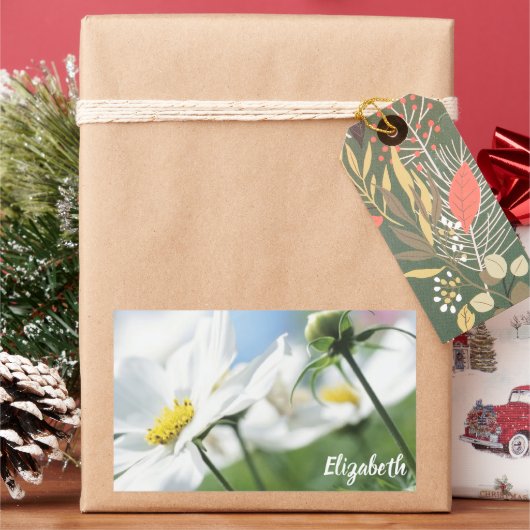 Wünsche mit White Daisies Personalisiert Rechteckiger Aufkleber (Feiertag)