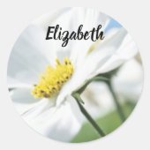 Wünsche mit White Daisies Personalisiert Runder Aufkleber (Vorderseite)