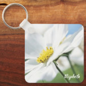 Wünsche mit White Daisies Personalisiert Schlüsselanhänger (Vorderseite)