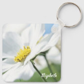 Wünsche mit White Daisies Personalisiert Schlüsselanhänger (Rückseite)