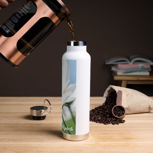 Wünsche mit White Daisies Personalisiert Trinkflasche (Kaffee)