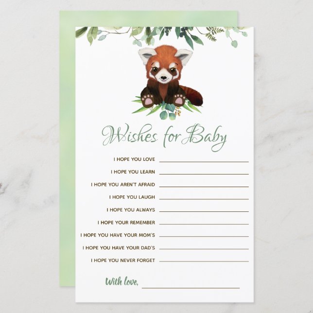 Wünsche nach Baby Budget Red Panda Bären Game (Vorne/Hinten)