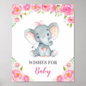 Wünsche nach Baby Elephant Pink Girl Dusche Sprink Poster (Vorne)