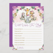 Wünsche nach Baby Girl Wild Safari Animals Game Ca Einladung (Vorne/Hinten)