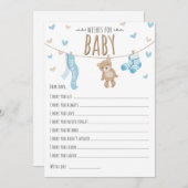 Wünsche nach Baby Teddy Bear Blue Boy Game Card Hinweiskarte (Vorne/Hinten)