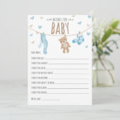 Wünsche nach Baby Teddy Bear Blue Boy Game Card Hinweiskarte (Stehend Vorderseite)