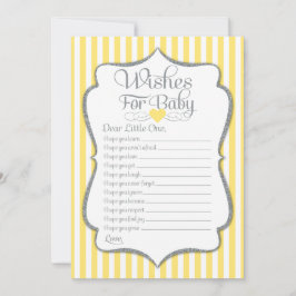 Wünsche nach Baby Yellow Gray Baby Shower Game Einladung