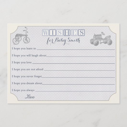 Wünsche nach Babykarte, Babydusche Hinweiskarte (Vorderseite)