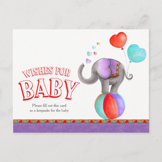 Wünsche nach Babyzirkus Elefantendusche Postkarte (Vorderseite)