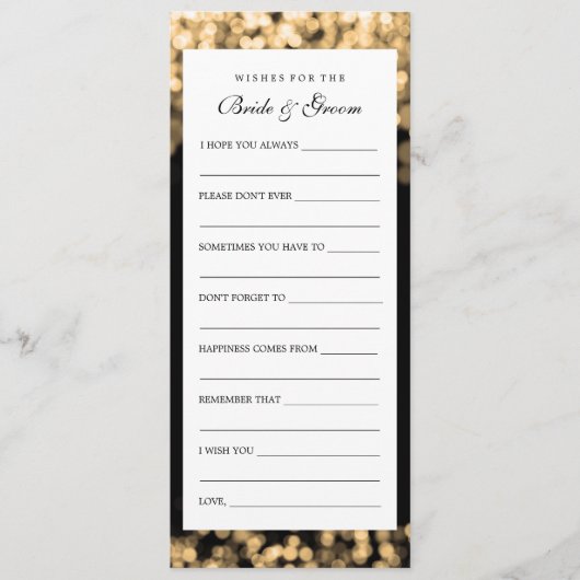 Wünsche nach Brillen und Groom Gold Lights Hinweiskarte (Vorderseite)