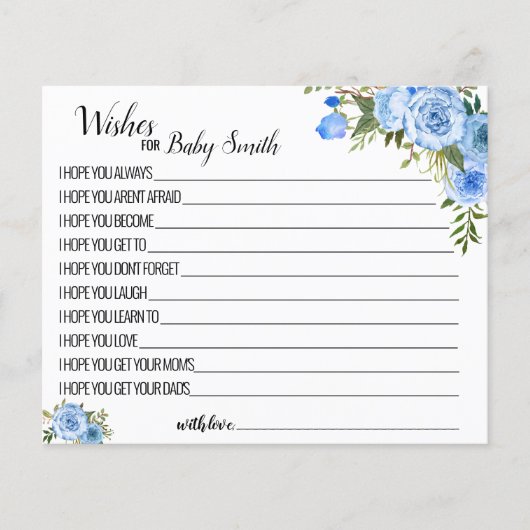 Wünsche nach einer neuen Baby Blue Babyduschkarte (Vorderseite)