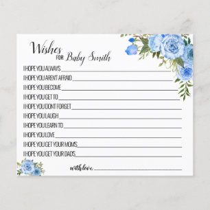 Wünsche nach einer neuen Baby Blue Babyduschkarte