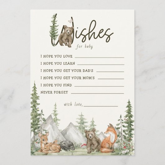 Wünsche nach neutraler Dusche für das Baby Woodlan Hinweiskarte (Vorderseite)