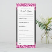 Wünsche nach Party- und Braut-Glitzern rosa Einladung (Stehend Vorderseite)