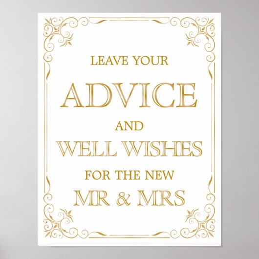 Wünsche Table Wedding Sign | Gatsby Art Deco Poster (Vorne)