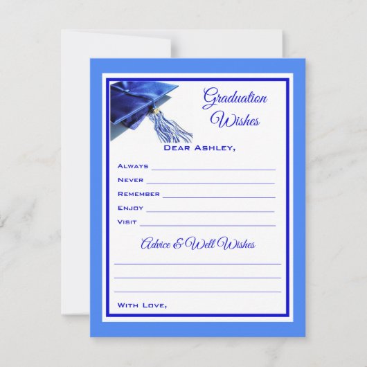 Wünsche und Ratschläge | Blau und Weiß Mitteilungskarte (Vorderseite)