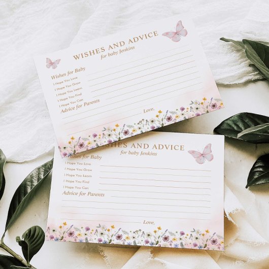 Wünsche und Ratschläge Butterfly Babyduschkarte Postkarte