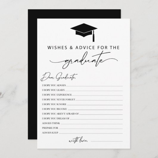 Wünsche und Ratschläge für die Graduate Card Einladung (Vorne/Hinten)