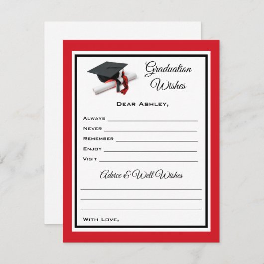 Wünsche und Ratschläge | Schwarz Rot Mitteilungskarte (Vorne/Hinten)