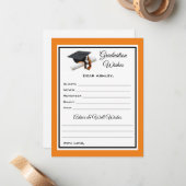 Wünsche und Ratschläge | Schwarz und Orange Mitteilungskarte (Vorderseite/Rückseite Beispiel)