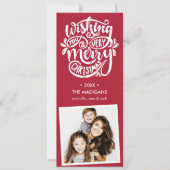 Wünsche von Hand | Retro Weihnachts-Foto Einladung (Vorderseite)