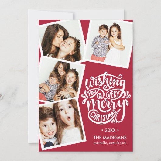 Wünsche von Hand | Weihnachtsfoto Collage Einladung (Vorderseite)