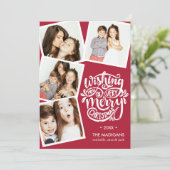 Wünsche von Hand | Weihnachtsfoto Collage Einladung (Stehend Vorderseite)