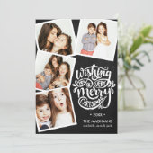 Wünsche von Hand | Weihnachtsfoto Collage Einladung (Stehend Vorderseite)