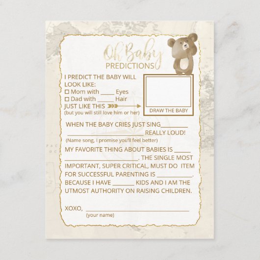 Wünsche & Vorhersagen Baby Sprinkle Cards Begleitkarte (Rückseite)