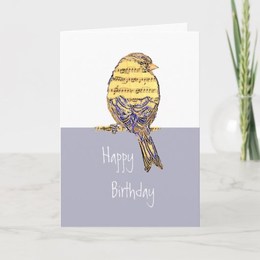 Wünsche zum Geburtstag mit Musiknote Bird Karte (Vorderseite)