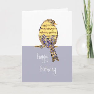 Wünsche zum Geburtstag mit Musiknote Bird Karte