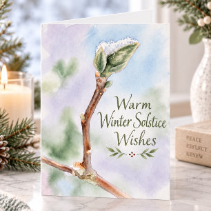 Wünsche zur Wintersonnenwende Schnee bedeckte Magn Feiertagskarte