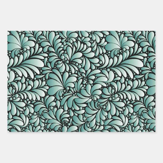 Wünschen Fleur-Muster in Minty Green Geschenkpapier Set (Vorderseite 2)