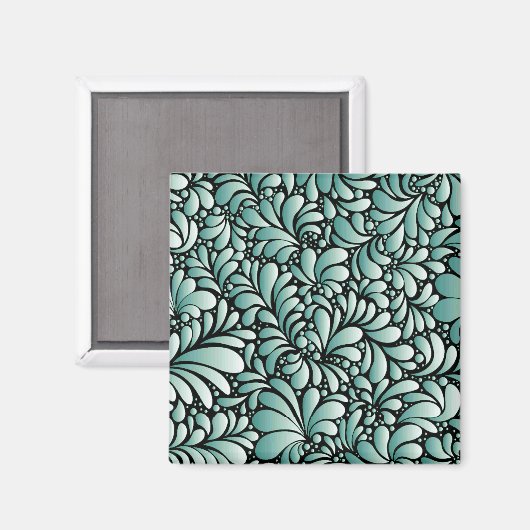 Wünschen Fleur-Muster in Minty Green Magnet (Vorderseite/Rückseite)