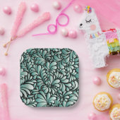 Wünschen Fleur-Muster in Minty Green Pappteller (Party)