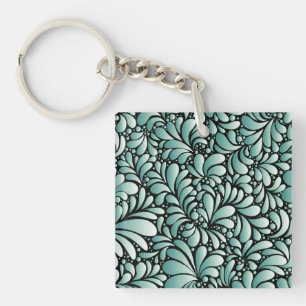 Wünschen Fleur-Muster in Minty Green Schlüsselanhänger