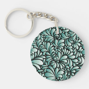 Wünschen Fleur-Muster in Minty Green Schlüsselanhänger