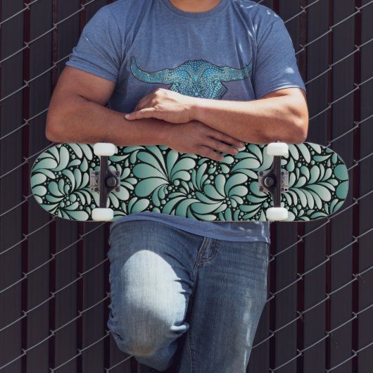 Wünschen Fleur-Muster in Minty Green Skateboard (Außenbereich 3)