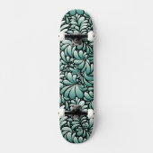 Wünschen Fleur-Muster in Minty Green Skateboard (Vorderseite)