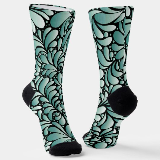 Wünschen Fleur-Muster in Minty Green Socken (Gewinkelt)