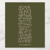 "Wünschen Sie ein frohes Weihnachtsfest" Evergreen Weinetikett (Einzelnes Label)