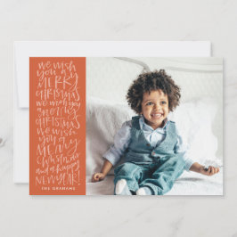 Wünschen Sie ein frohes Weihnachtsfest in Red Foto Feiertagskarte