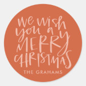 "Wünschen Sie ein frohes Weihnachtsfest" Rot Runder Aufkleber (Vorderseite)
