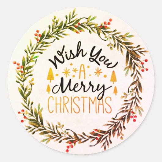 Wünschen Sie ein frohes Weihnachtsfest Runder Aufkleber (Vorderseite)