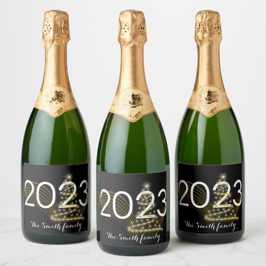 Wünschen Sie ein glückliches und erfolgreiches Wei Schaumweinetikett (Flaschen)